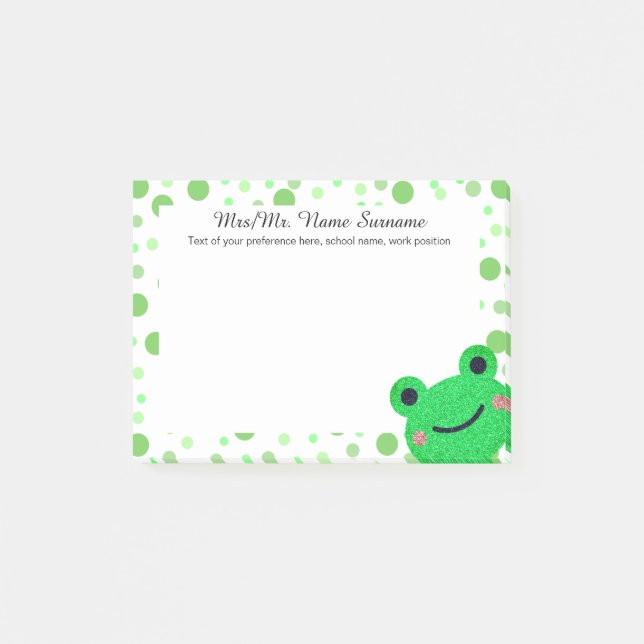 Frog Cute Green Polka Post-it Notes (Front)