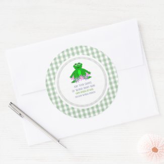 Frog Daisy And Gingham Classic Round Sticker