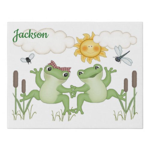 Frog Dancing Baby Nursery Kids Bathroom Room Faux Canvas Print