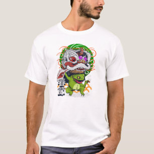 Frog Dancing with Lion Mask Retro Fantasy Illustra T-Shirt