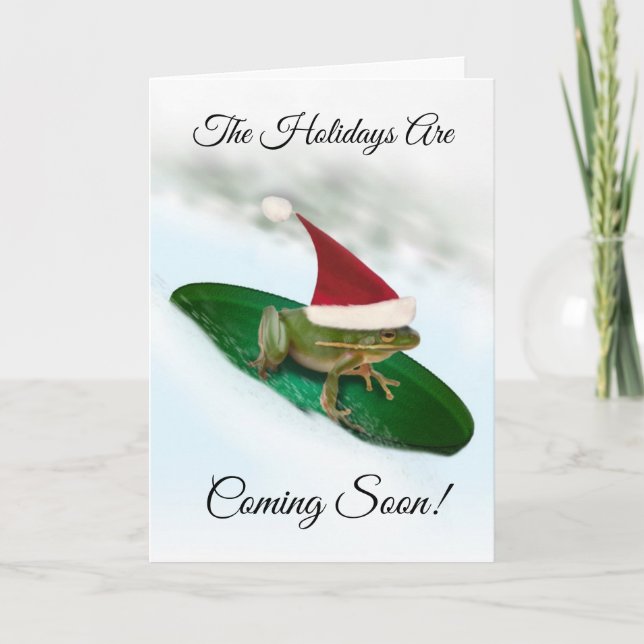 Frog Dashing Through the Snow Christmas Holiday Card (Front)