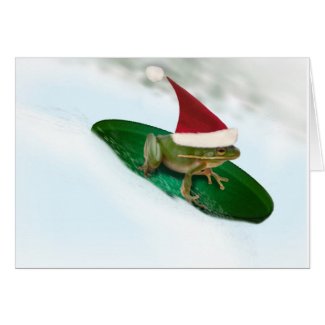 Frog Dashing Through the Snow on a Lily Pad Card