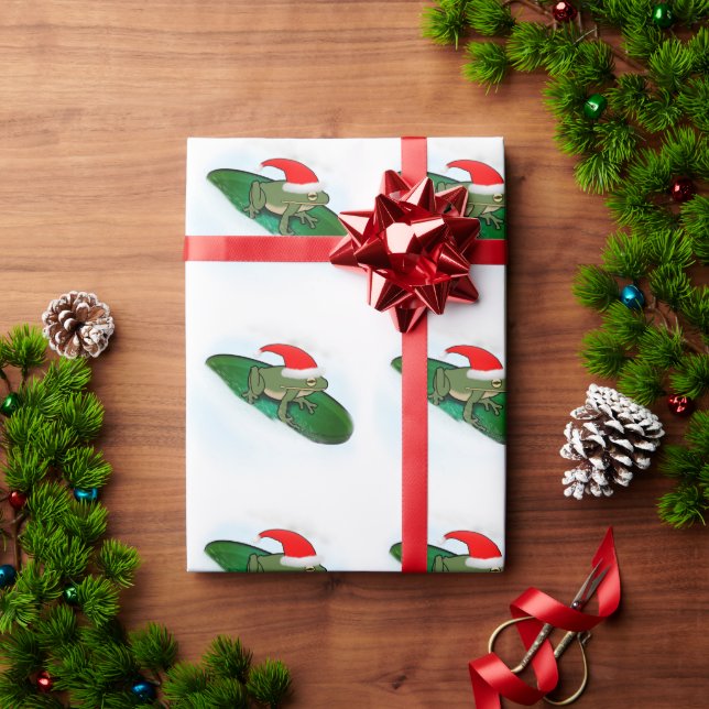 Frog Dashing Through the Snow Wrapping Paper (Holiday Gift)