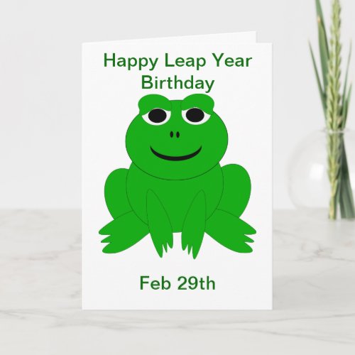 Frog Design Leap Year Birthday Card
