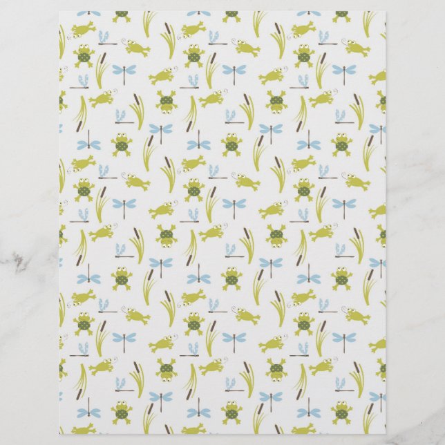 Frog & Dragonfly & Polka Dots Scrapbook Dual Sided (Front)