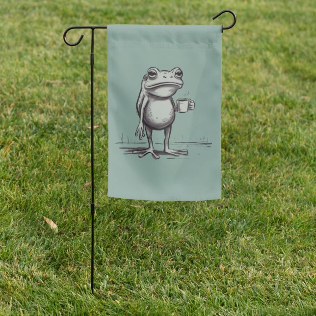 Frog Drinking Coffee Meme Mystical Toad Frog Lover Garden Flag (In SItu)