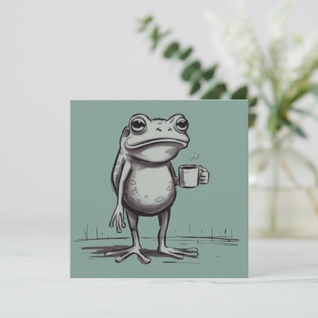 Frog Drinking Coffee Meme Mystical Toad Frog Lover Invitation (Standing Front)