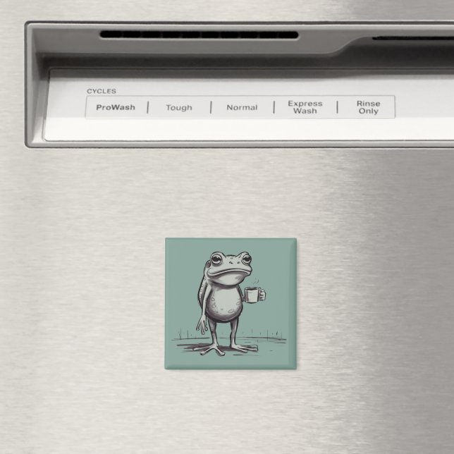 Frog Drinking Coffee Meme Mystical Toad Frog Lover Magnet (In Situ (Dishwasher))