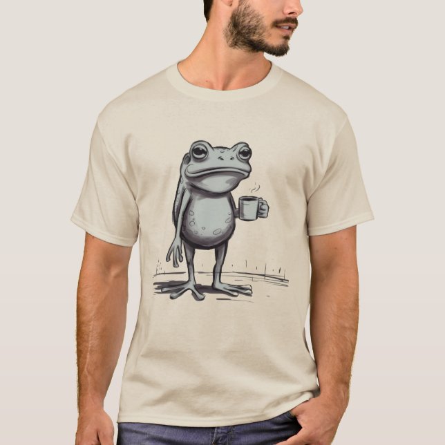 Frog Drinking Coffee Meme Mystical Toad Frog Lover T-Shirt (Front)