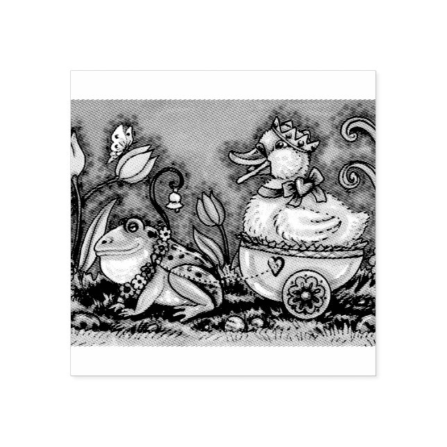 FROG & DUCK PRINCE EASTER RUBBER STAMP *Custom (Imprint)