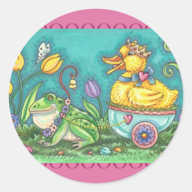 FROG & DUCK PRINCE EASTER STICKERS Sheet Round (Front)
