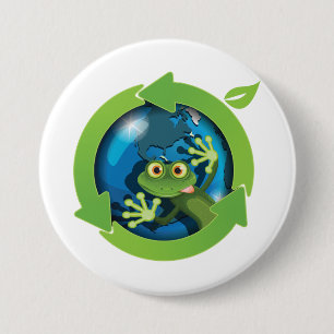 Frog Earth Day Recycling Eco Friendly Button