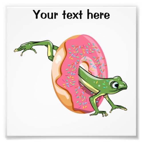 Frog eating a donut photo print