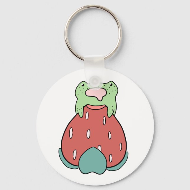 Frog Eating a Strawberry Keychain (Front)
