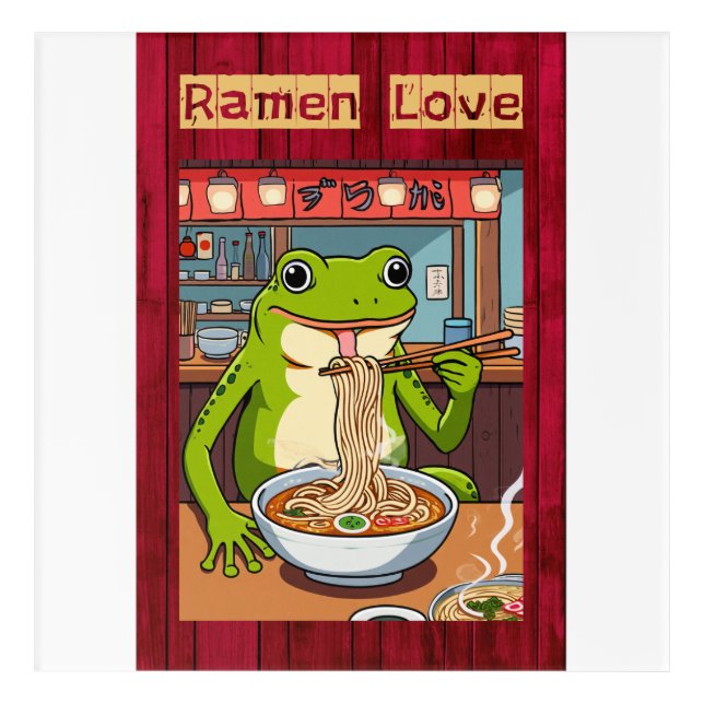 Frog Eating Ramen in Japanese Noodle Bar Acrylic Print (Front)