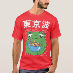 Frog Eating Ramen Kawaii Anime Japan Cottage Core  T-Shirt