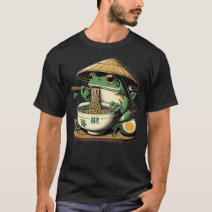 Frog Eating Ramen Kawaii Neko Japanese Noodles Ani T-Shirt