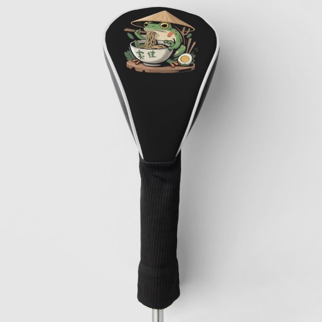 Frog Eating Ramen Kawaii Neko Japanese Noodles  Golf Head Cover (Front)