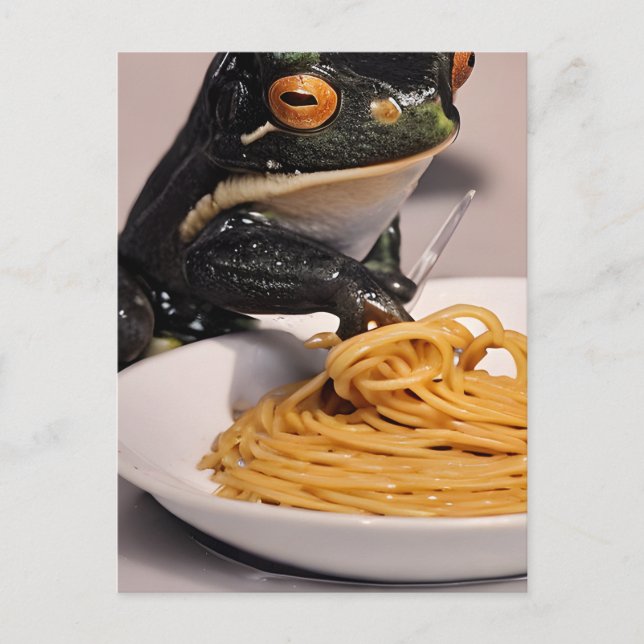 Frog Eating Spaghetti Postcard (Front)