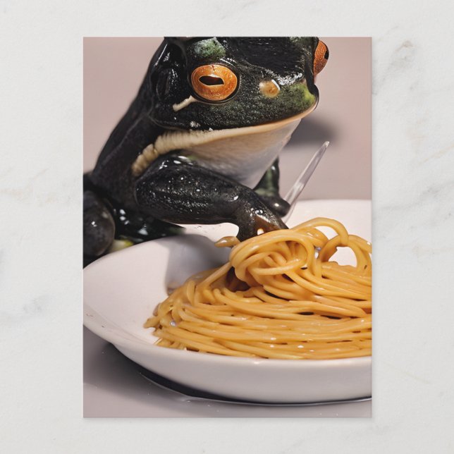 Frog Eating Spaghetti Postcard (Front)
