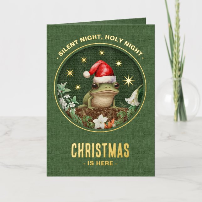 Frog Elegant folded Christmas Card with foil (Front)