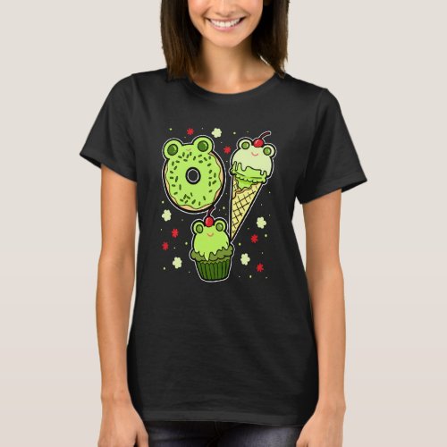 Frog Face Toad Amphibian Froggy Donut Ice Cream Cu T_Shirt
