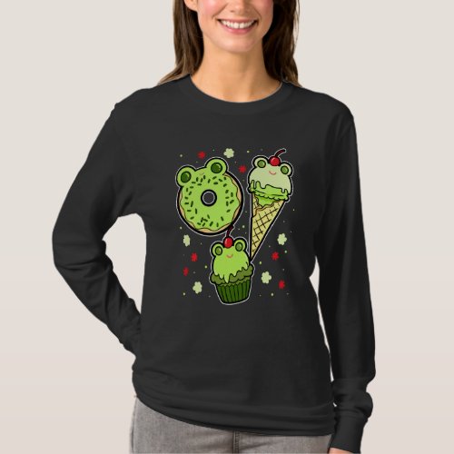 Frog Face Toad Amphibian Froggy Donut Ice Cream Cu T_Shirt