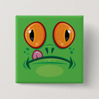 Frog Face with Tongue Cartoon Button