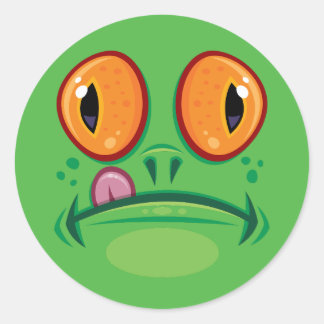 Frog Face with Tongue Cartoon Classic Round Sticker