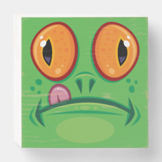 Frog Face with Tongue Cartoon Wooden Box Sign