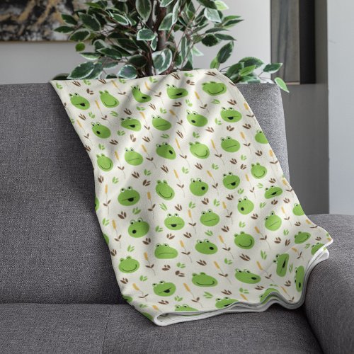 Frog Faces Pattern  Sherpa Blanket