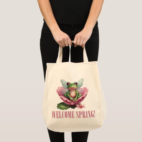  Frog Fairy Welcome Spring AI Tote Bag