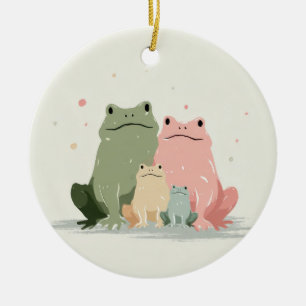 Frog Family – Cute Whimsical Animal Art Ceramic Ornament