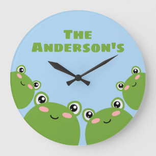 Frog Family Large Clock