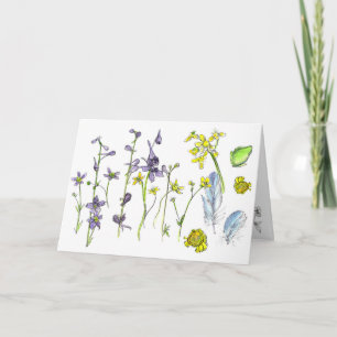 Frog Feathers Flowers Nature Happy Birthday Card