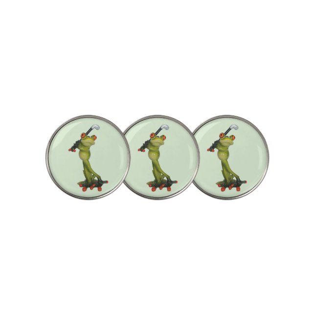 Frog Figurine Golfer Golf Ball Marker (3 Up)