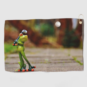 Frog figurine playing golf Design Custom Best Golf Towel