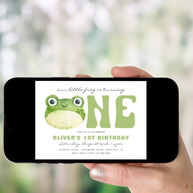 Frog First Birthday Invitations (Front Digital)
