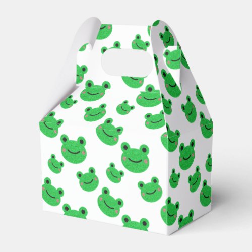 Frog First Birthday party Croaking Green Glitter Favor Boxes