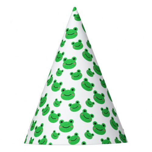 Frog First Birthday party Croaking Green Glitter Party Hat