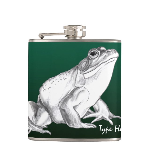 Frog Flask Personalized Bull Frog Art Drink Flask (Front)