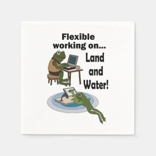 Frog Flexible Working Corporate Office Humor Party Napkins