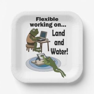 Frog Flexible Working Corporate Office Humor Party Paper Plates