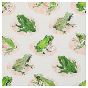 FROG FLOAT Cute Watercolor Frogs Fabric