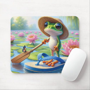 Frog Floating On a Flip-Flop Mouse Pad