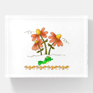 Frog Floral Mushroom School Office Paperweight