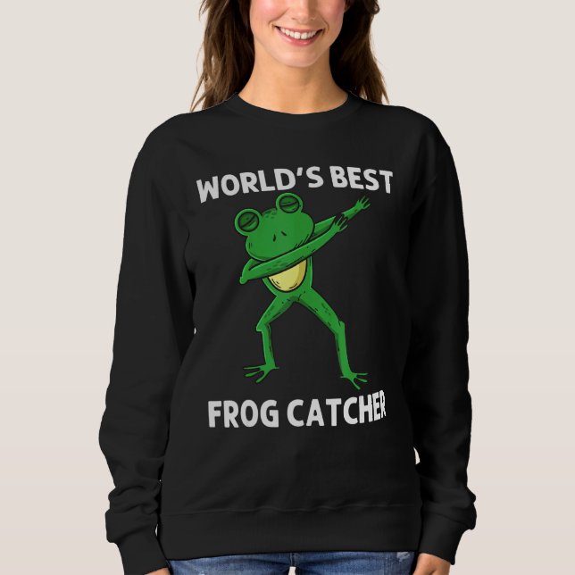 Frog For Kids Boys Dabbing Green Tree Toad Animal Sweatshirt (Front)