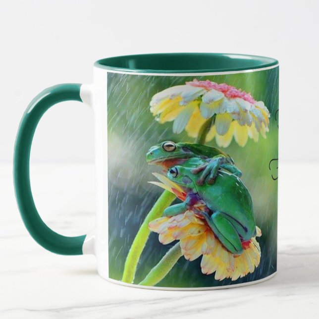 Frog Friends Enjoying The Rain Under A Flower Mug (Creator Uploaded)