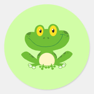 Frog Frogs Amphibian Green Cute Cartoon Animal Classic Round Sticker