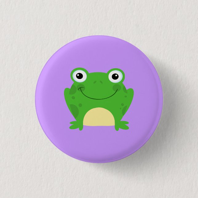 Frog Frogs Amphibian Green Cute Cartoon Animal Pinback Button (Front)